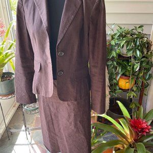 Banana Republic brown pinstripe linen 3 piece suit size 6